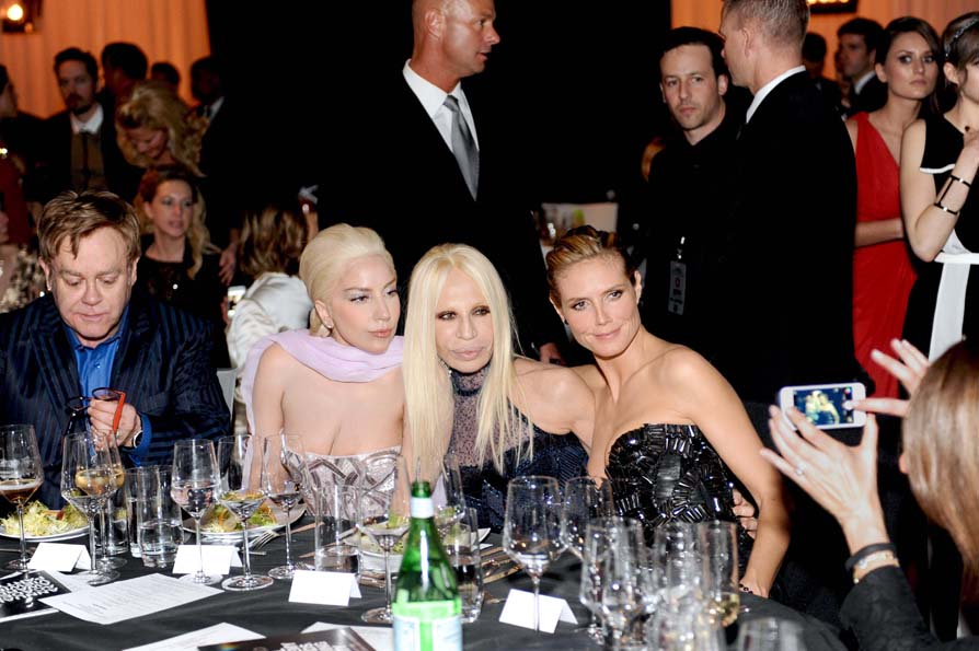 Elton John, Lady Gaga, Donatella Versace and Heidi Klum